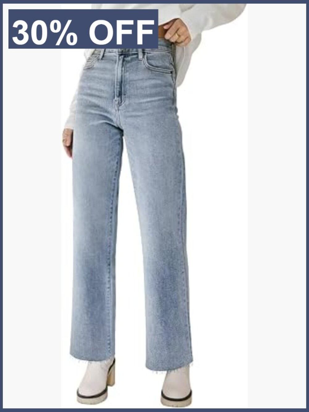 High Waisted Cropped Straight Leg Jeans Frayed Raw Hem Stretchy